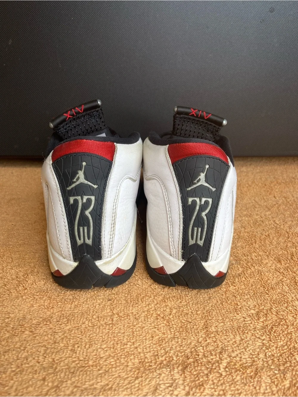 Nike Air Jordan 14 Retro Black Toe 2024 Men's White Black Red 487471-102 Size 5y